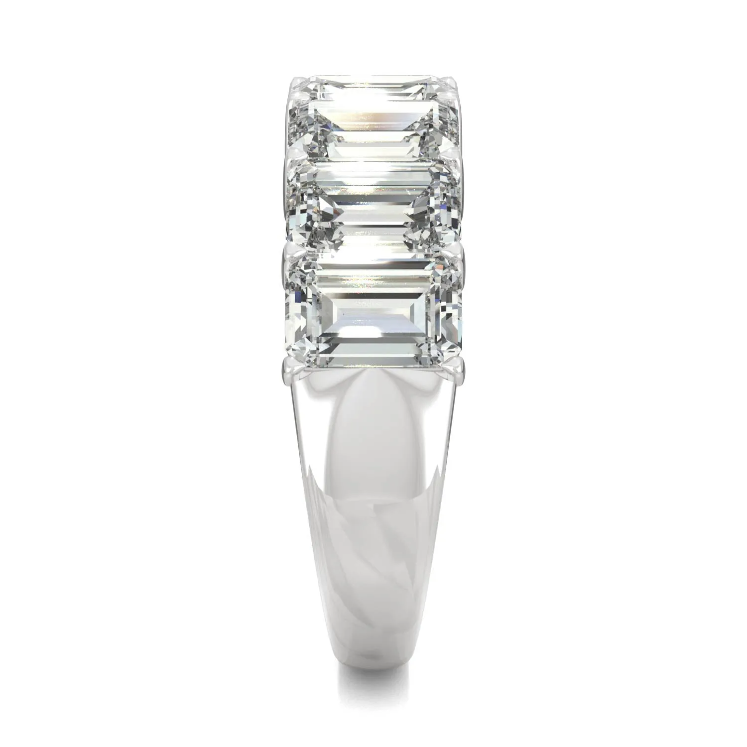 4.06 CTW DEW Emerald Moissanite Seven-Stone Anniversary Band in 14K White Gold