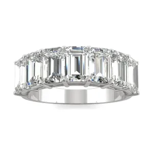 4.06 CTW DEW Emerald Moissanite Seven-Stone Anniversary Band in 14K White Gold
