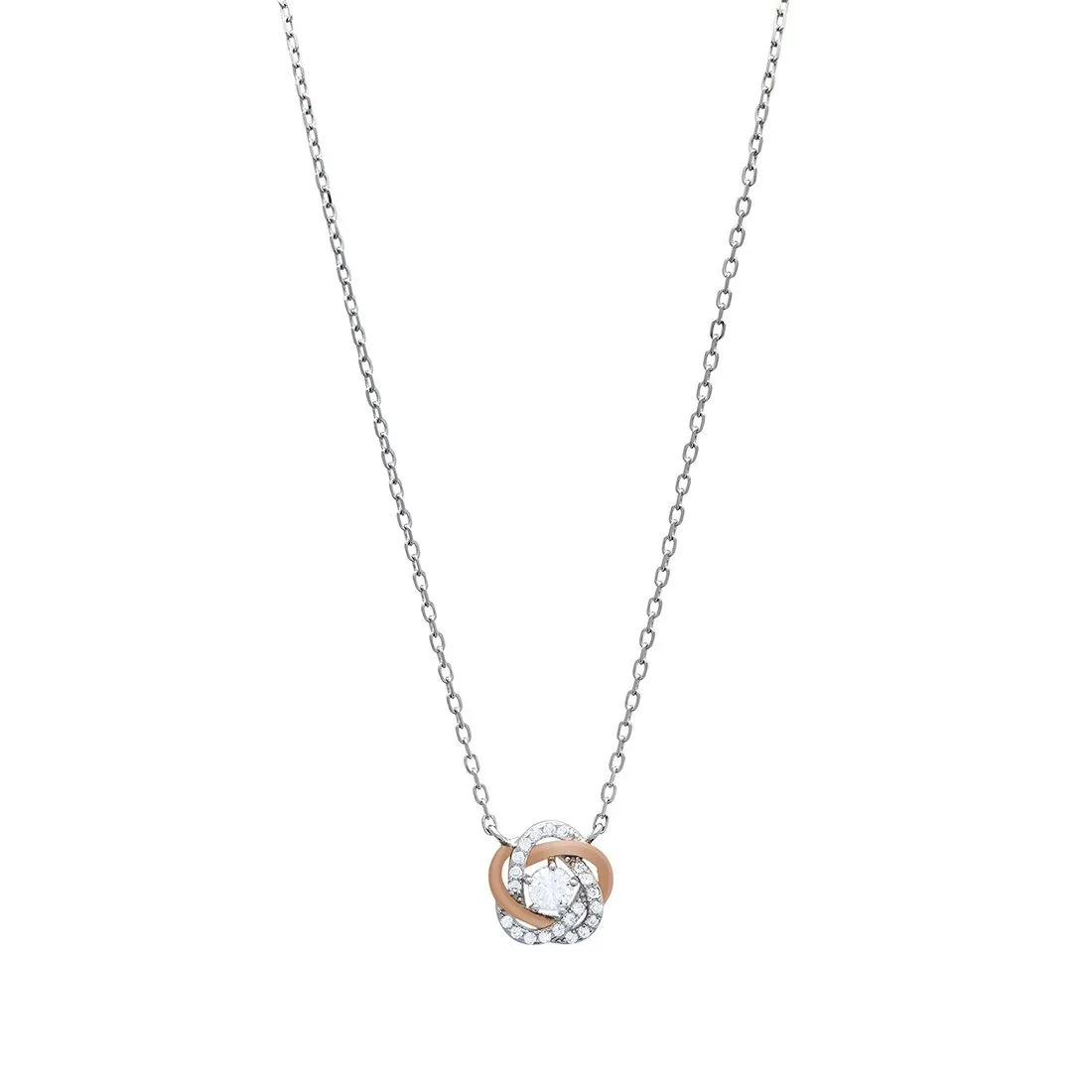 45cm Sterling Silver Cubic Zirconia Twist Necklace