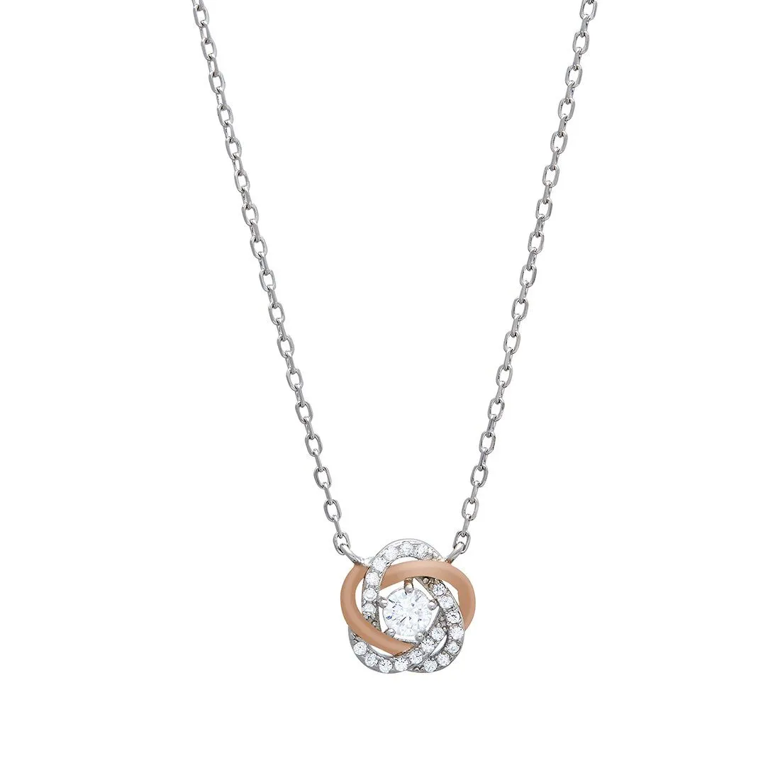 45cm Sterling Silver Cubic Zirconia Twist Necklace