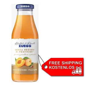 6x Zuegg Albicocca Aprikosenfruchtsaft ohne Pestizidrückstände, Glasflasche 500ml