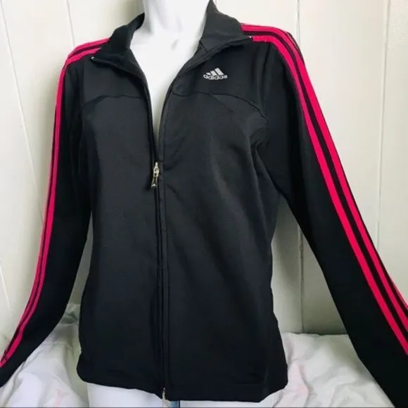 Adidas • Pink and Black Zip Front Track Jacket