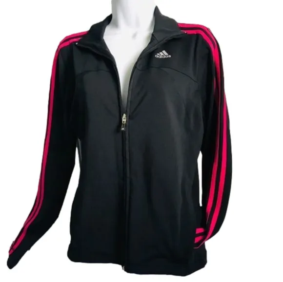 Adidas • Pink and Black Zip Front Track Jacket