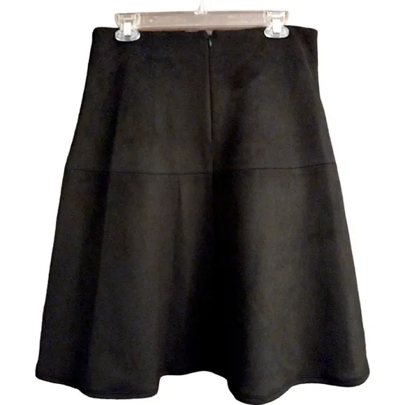 Anne Klein Scuba Faux Suede Skirt, Black, Size 4, Vegan