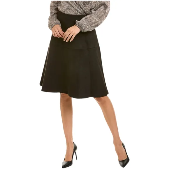 Anne Klein Scuba Faux Suede Skirt, Black, Size 4, Vegan