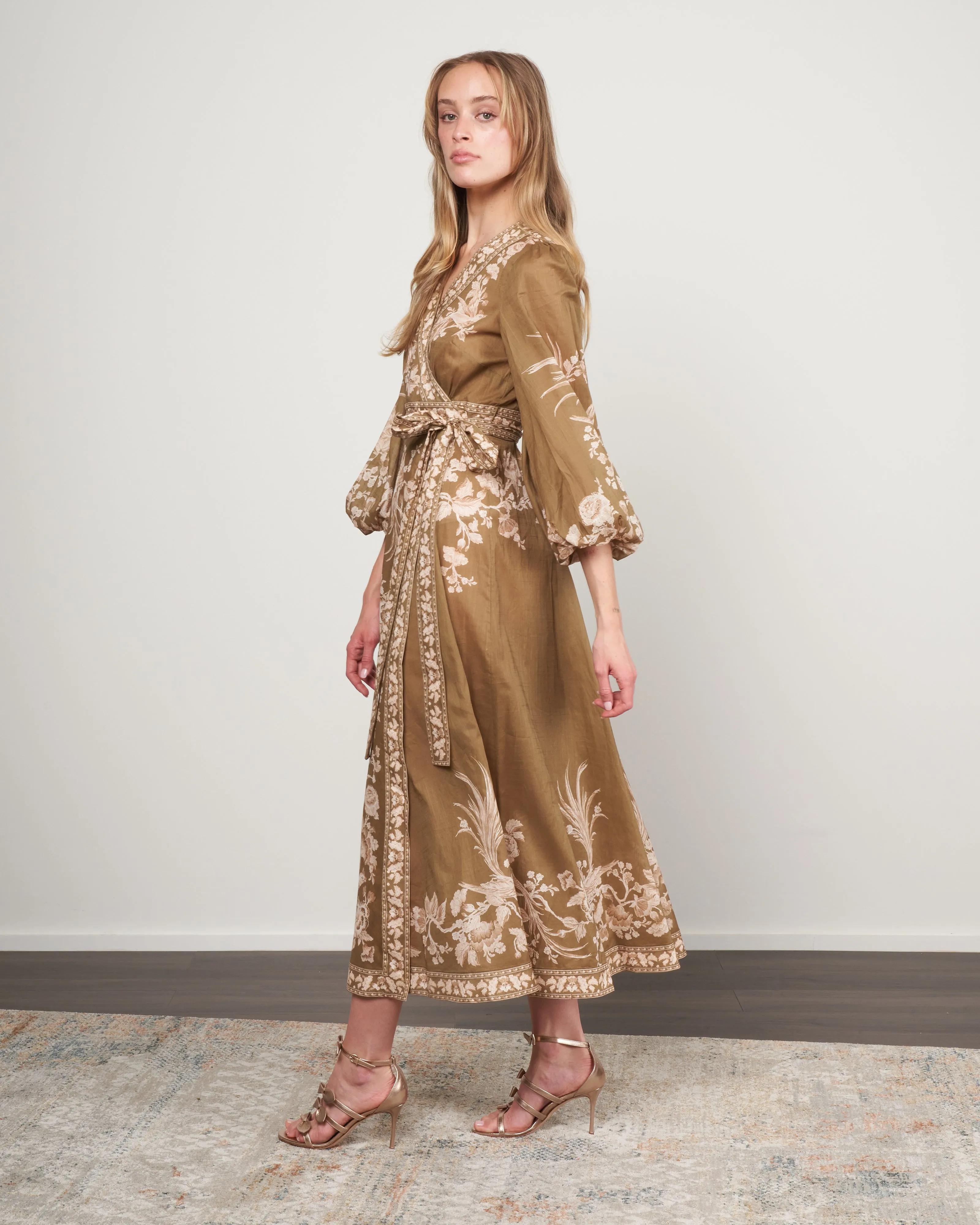 anneke wrap midi dress - olive bird