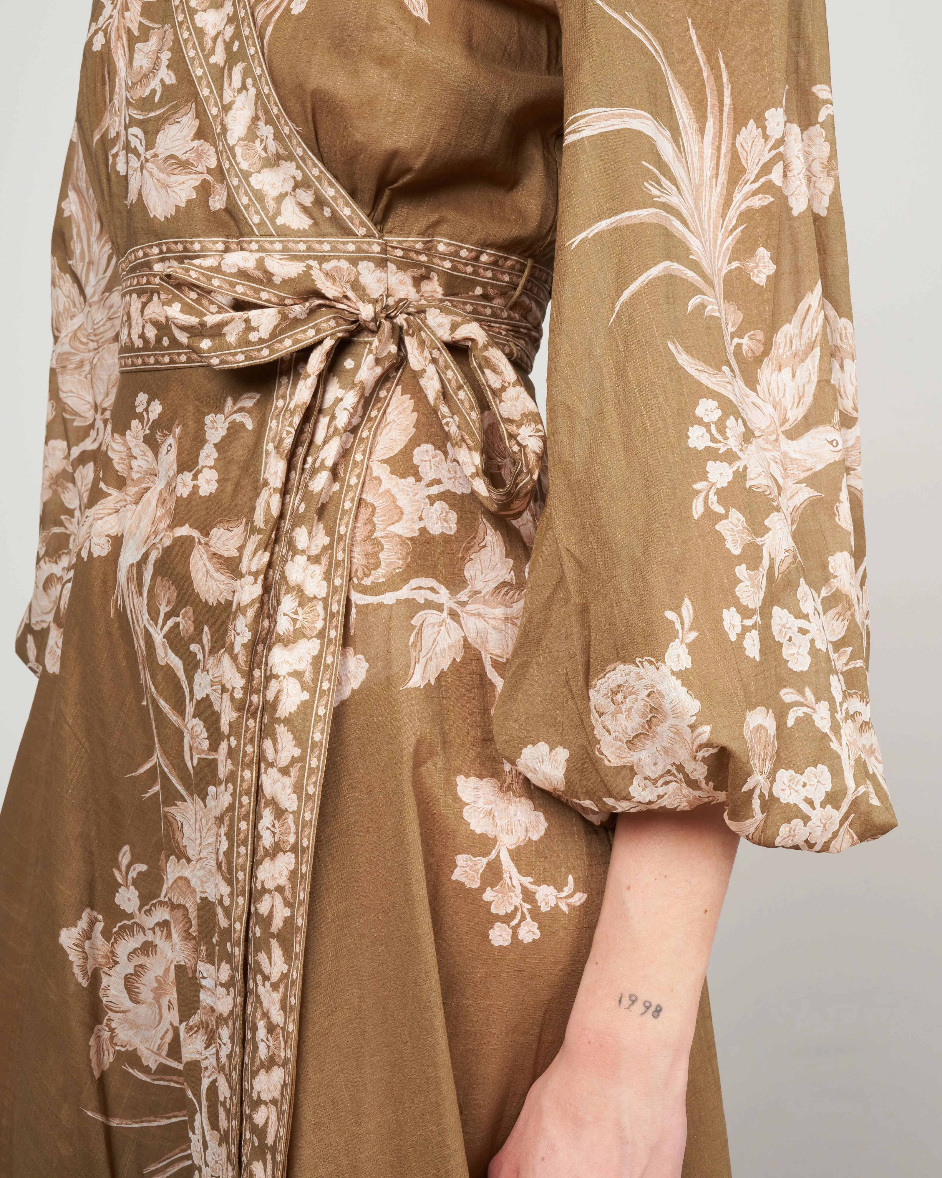 anneke wrap midi dress - olive bird