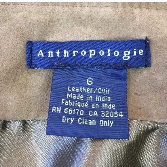 Anthropologie Leather Suede Ruffle Pencil Skirt