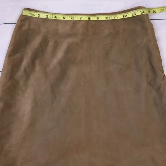 Anthropologie Leather Suede Ruffle Pencil Skirt