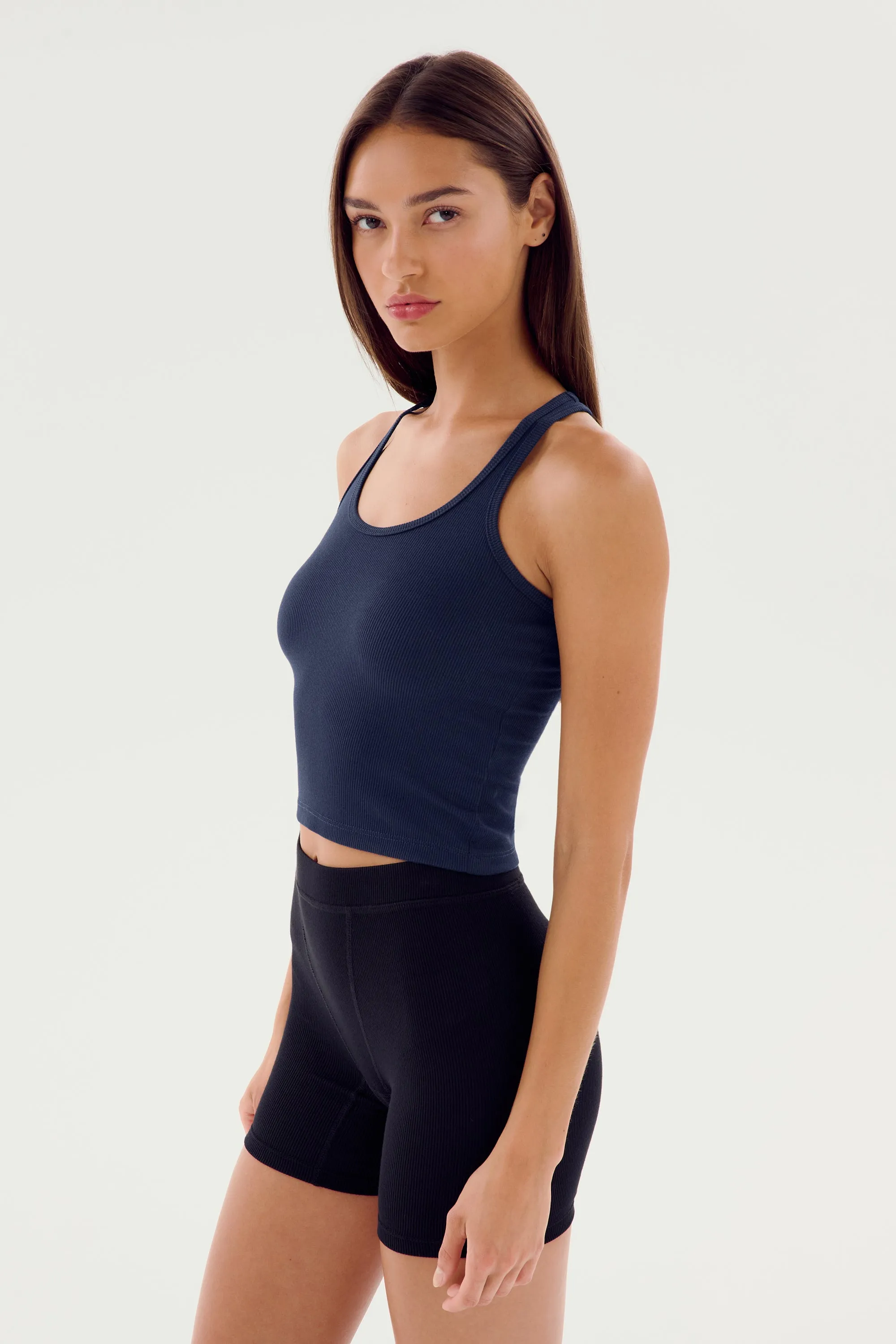 Ashby Rib Crop - Indigo