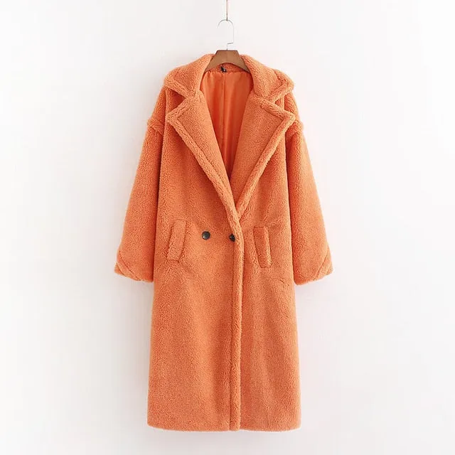 Autumn Winter Women Beige Teddy Coat Stylish Female Thick Warm Cashmere Jacket Casual Girls Streetwear