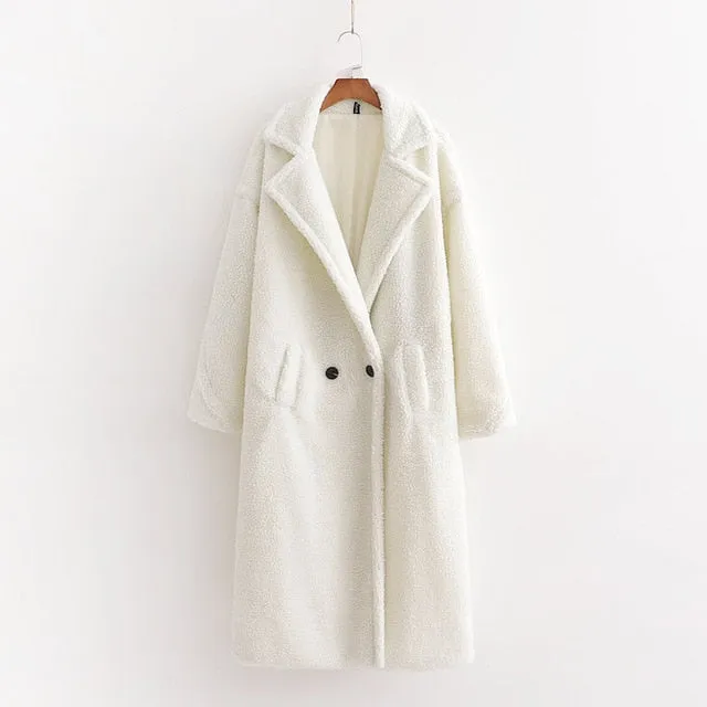 Autumn Winter Women Beige Teddy Coat Stylish Female Thick Warm Cashmere Jacket Casual Girls Streetwear