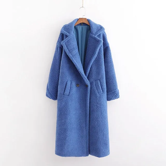 Autumn Winter Women Beige Teddy Coat Stylish Female Thick Warm Cashmere Jacket Casual Girls Streetwear