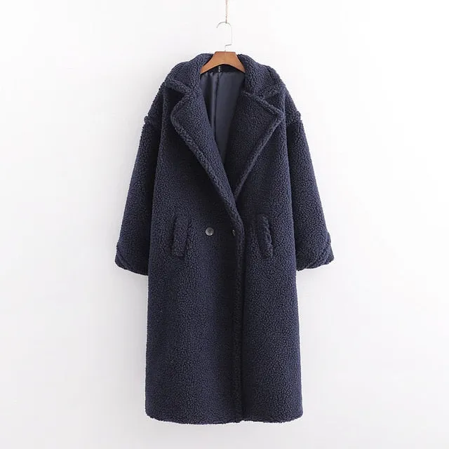 Autumn Winter Women Beige Teddy Coat Stylish Female Thick Warm Cashmere Jacket Casual Girls Streetwear