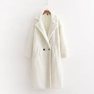 Autumn Winter Women Beige Teddy Coat Stylish Female Thick Warm Cashmere Jacket Casual Girls Streetwear