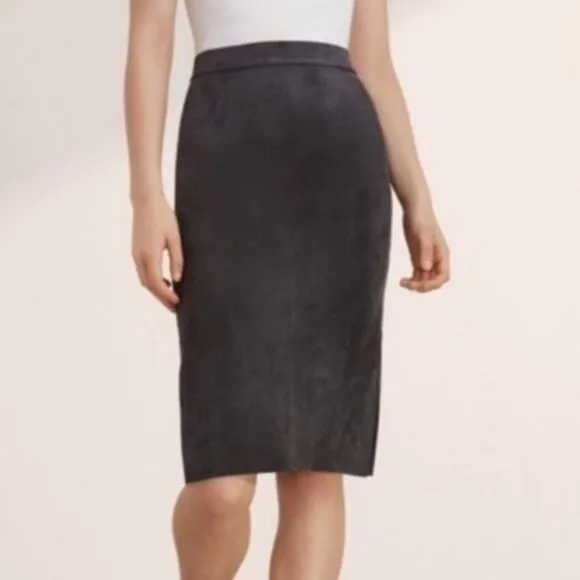 BABATON x ARITZIA Chuck Faux Suede Midi Pencil Skirt Black {2C51}