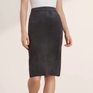 BABATON x ARITZIA Chuck Faux Suede Midi Pencil Skirt Black {2C51}