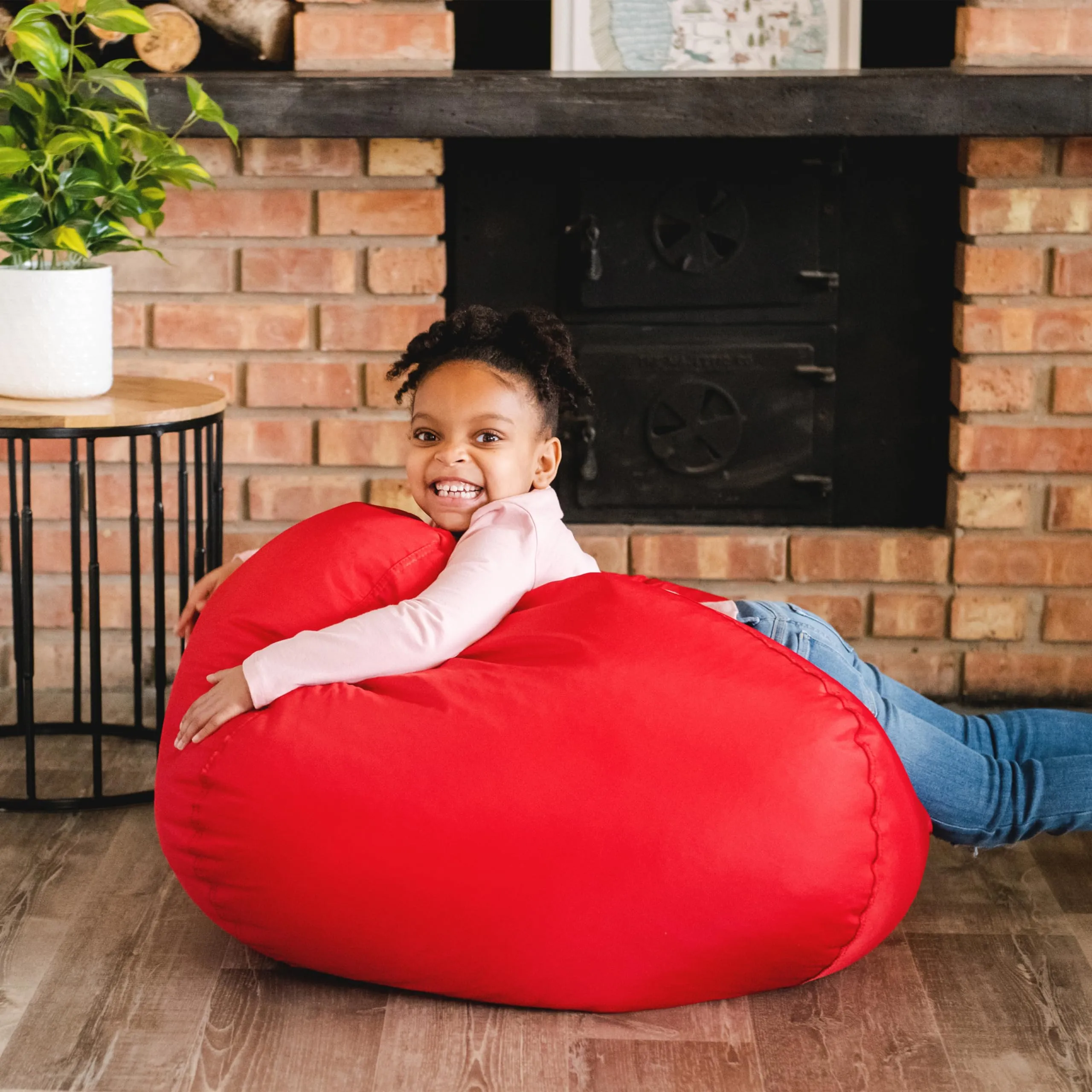 Big Joe Classic Bean Bag Chair, Red Smartmax, Durable Polyester Nylon Blend, 2 feet Round - new