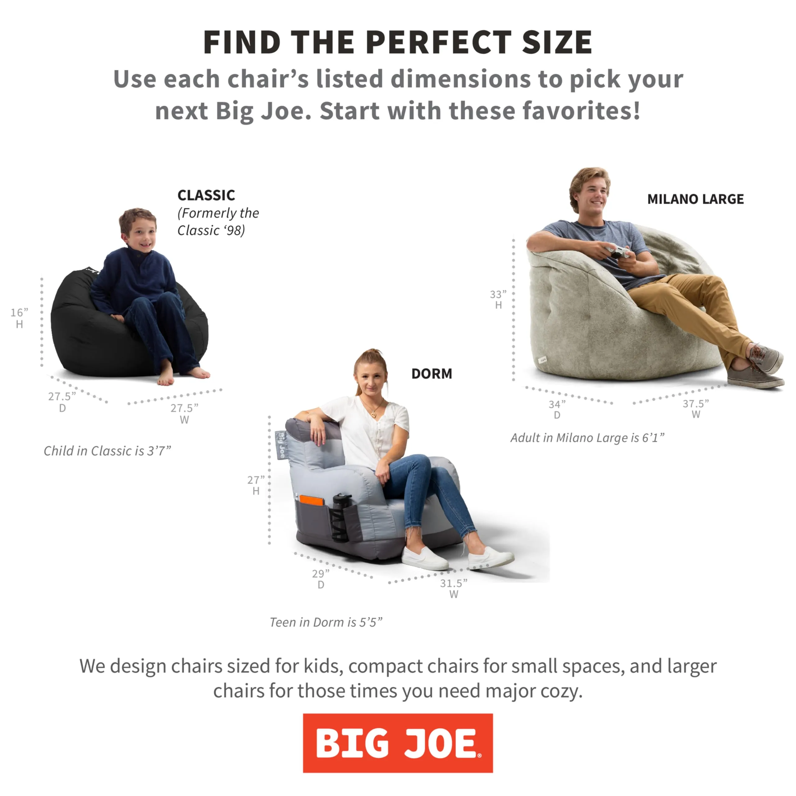 Big Joe Classic Bean Bag Chair, Red Smartmax, Durable Polyester Nylon Blend, 2 feet Round - new