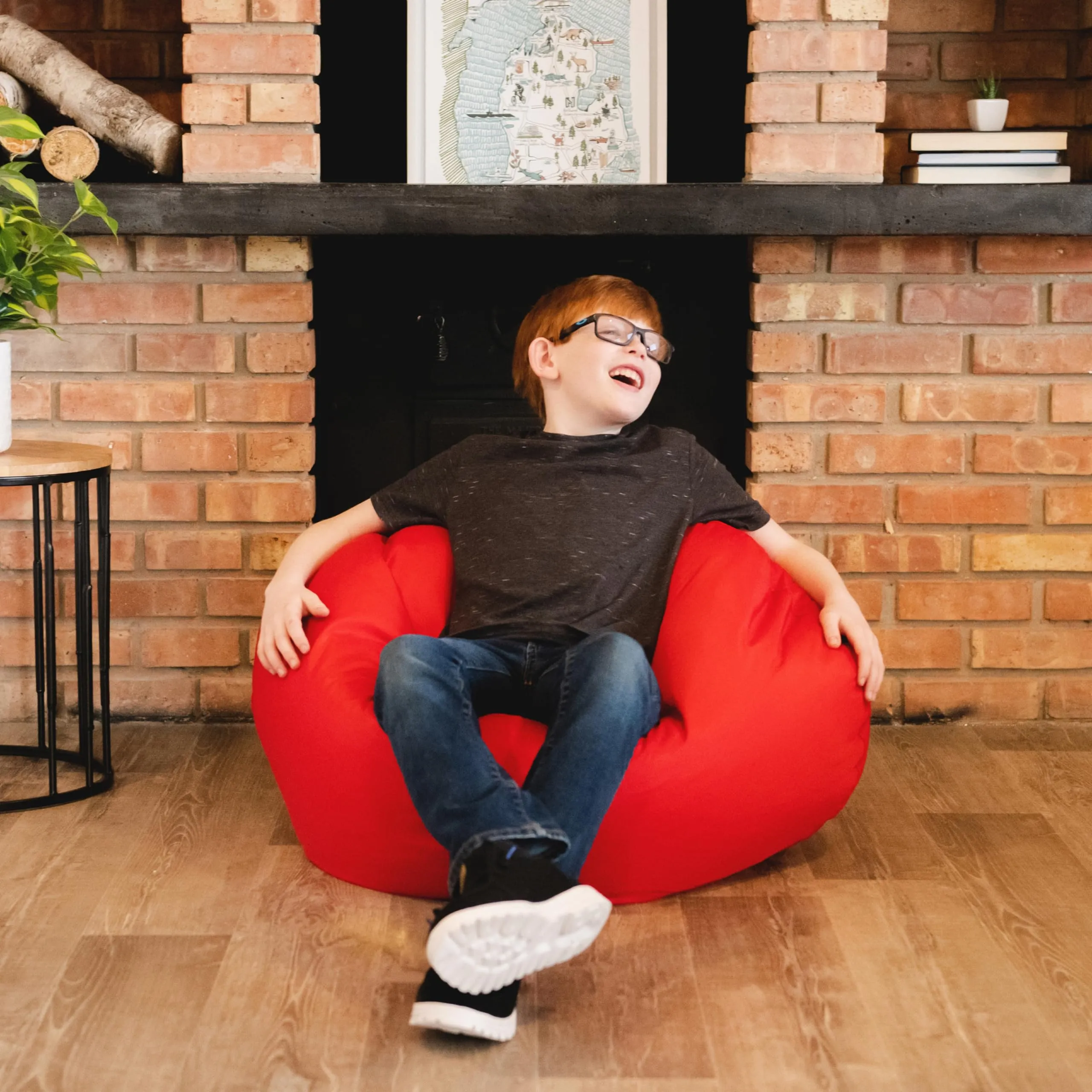 Big Joe Classic Bean Bag Chair, Red Smartmax, Durable Polyester Nylon Blend, 2 feet Round - new