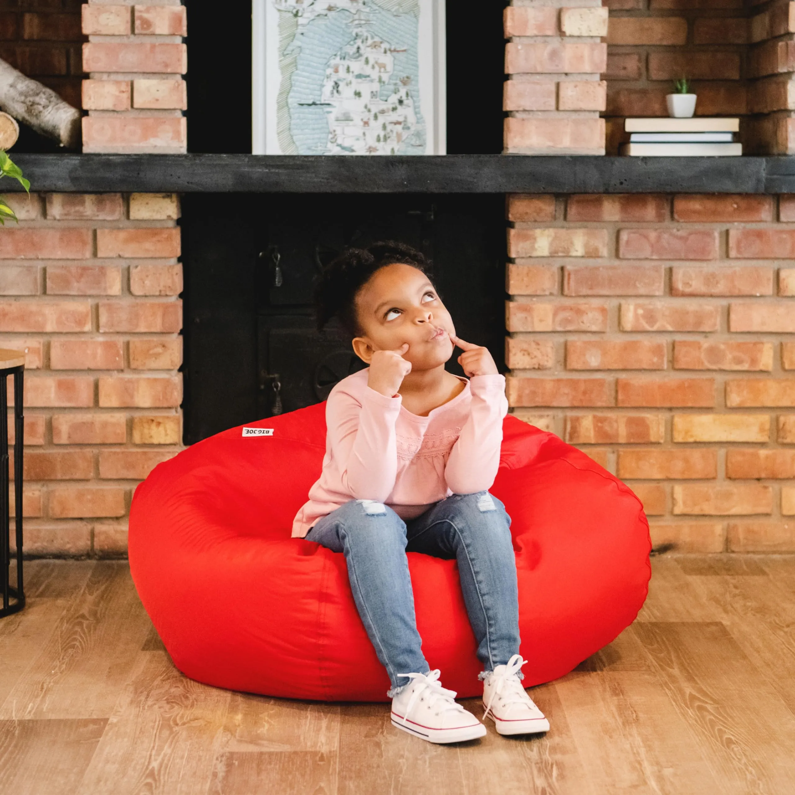 Big Joe Classic Bean Bag Chair, Red Smartmax, Durable Polyester Nylon Blend, 2 feet Round - new