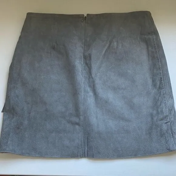 Blank NYC Mini Skirt 26 NWT Suede Genuine Leather Soft Fog Lace Up A-line Gray