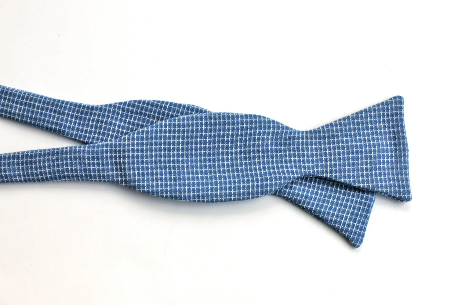 Blue Woven Cross Bow Tie