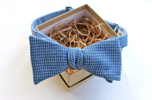 Blue Woven Cross Bow Tie