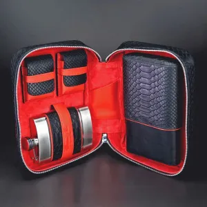 Brizard and Co Havana Traveler in Black Python Pattern and Red Leather