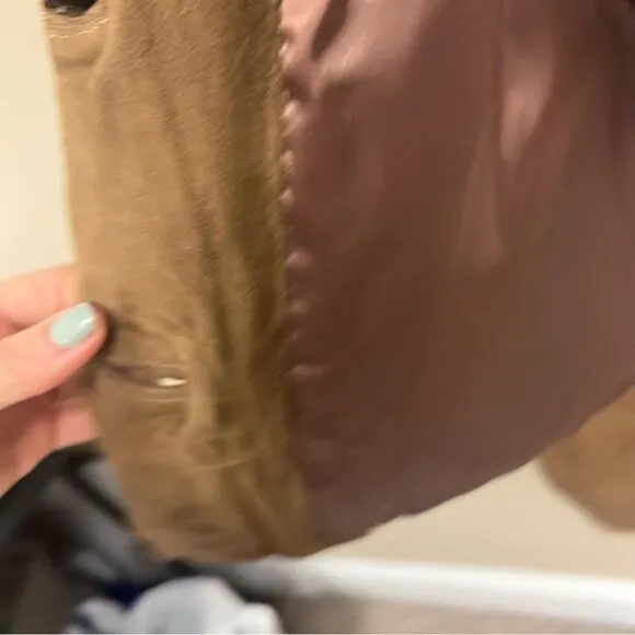 Brown suede cropped jacket.     Size M