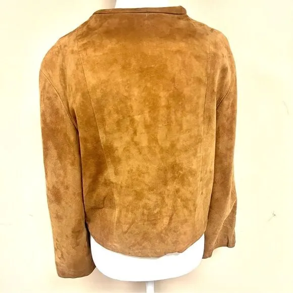 Brown suede cropped jacket.     Size M