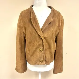 Brown suede cropped jacket.     Size M
