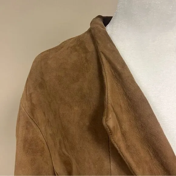 Brown suede cropped jacket.     Size M