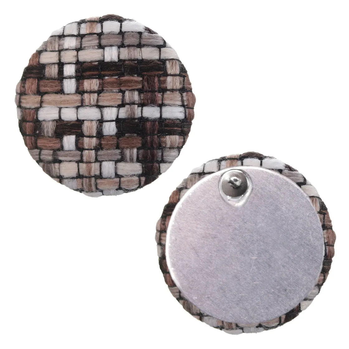 Brown Woven Knit Stud Earrings