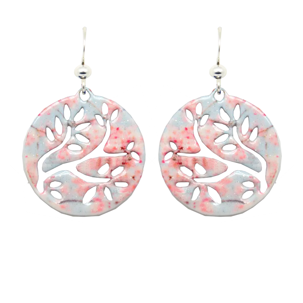 Cherry Blossoms Spring Tree Earrings, sterling silver French Hooks, Item# 2287