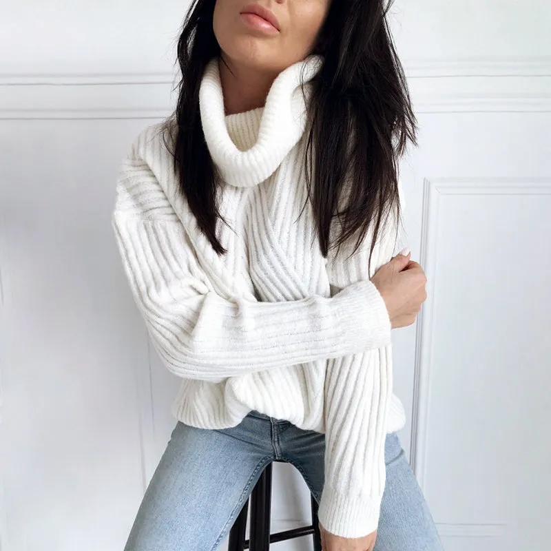 Comfy Turtleneck Knitted Batwing Pullover Sweater