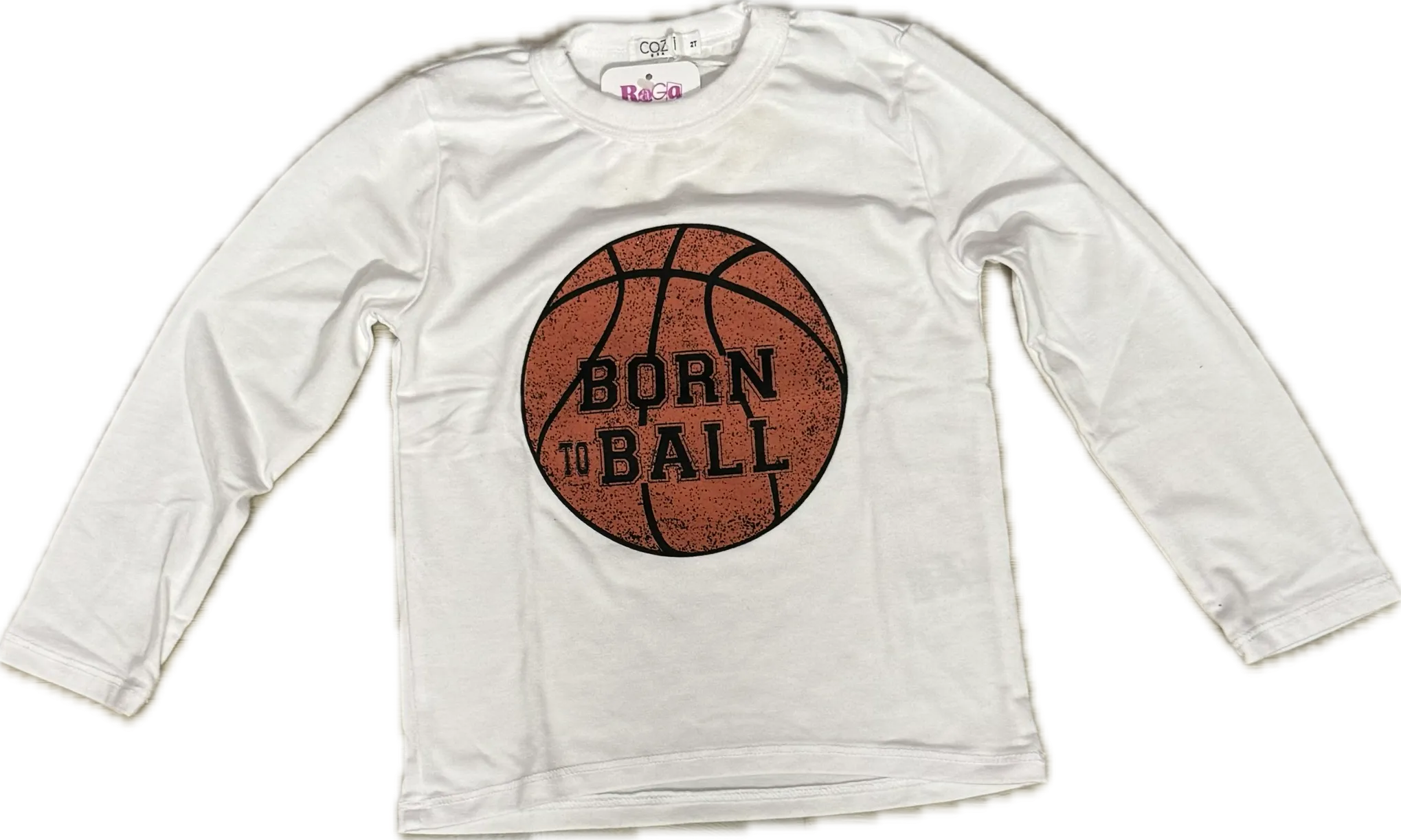 Cozii- L/S CREW TEE  BORN TO BALL (white)