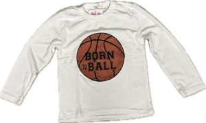 Cozii- L/S CREW TEE  BORN TO BALL (white)