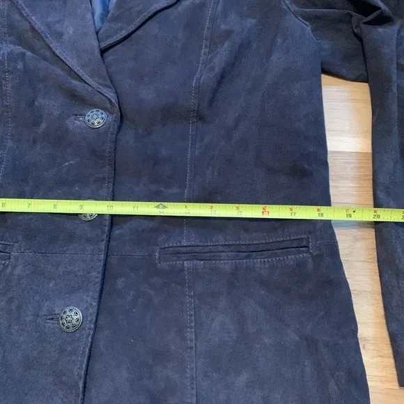 d&amp;co 100% Leather Button Up Collared Suede Jacket Black Women’s M