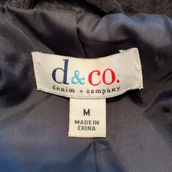 d&amp;co 100% Leather Button Up Collared Suede Jacket Black Women’s M