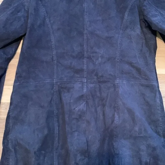 d&amp;co 100% Leather Button Up Collared Suede Jacket Black Women’s M