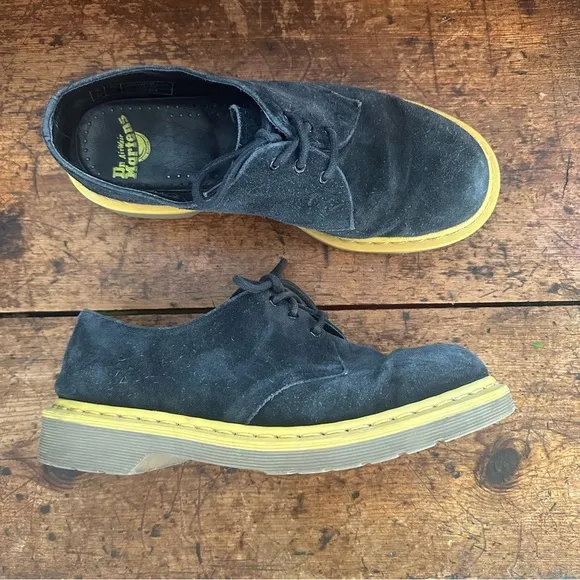 Dr. Martens 1461 Black Suede Contrast Light Colored Sole Size M9/L10/EU42