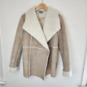 Ecote Shearling light brown Vegan Suede Coat Size Medium