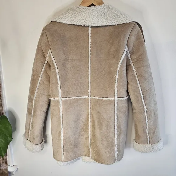 Ecote Shearling light brown Vegan Suede Coat Size Medium