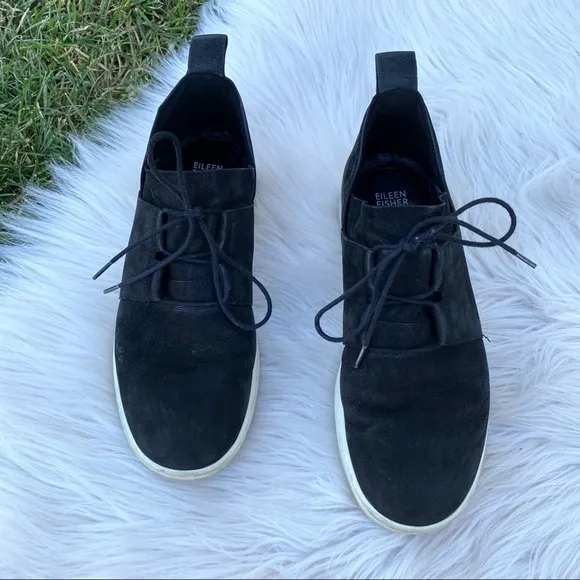 Eileen Fisher black Kipling suede Sneakers lace up shoes 9.5