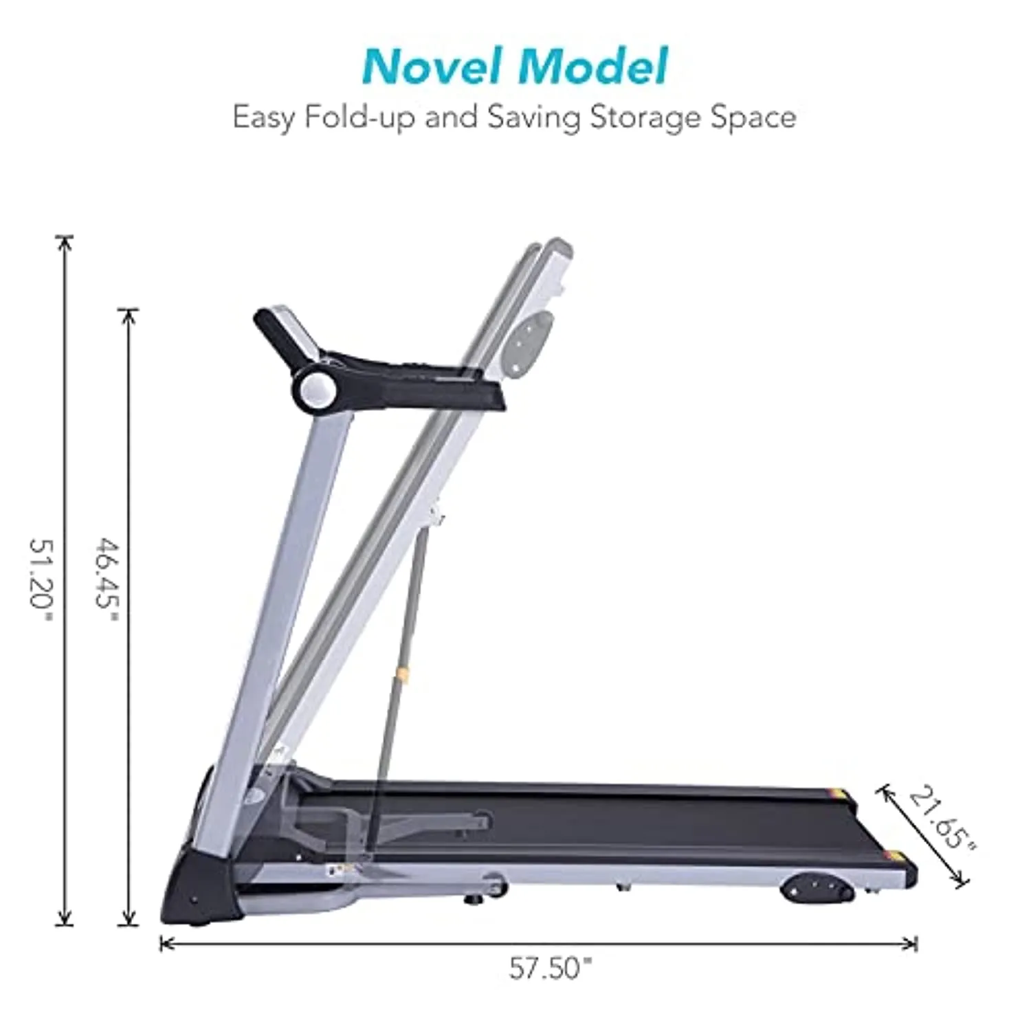 Electric Folding Treadmill 16" Wide Electric Treadmill 3 Levels Manual Incline 15 Pre-Set Programs 8.5 MPH Max Speed Extra-Large Premium LCD Display Novel Out-Looking for Home Use