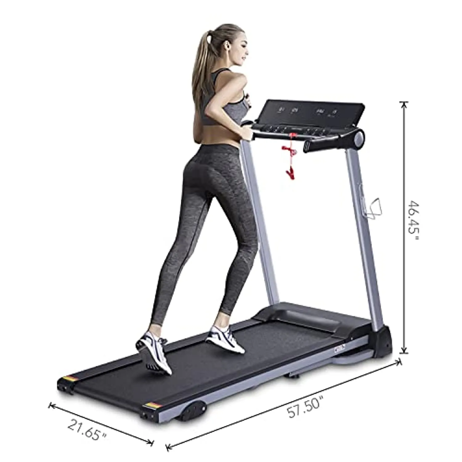 Electric Folding Treadmill 16" Wide Electric Treadmill 3 Levels Manual Incline 15 Pre-Set Programs 8.5 MPH Max Speed Extra-Large Premium LCD Display Novel Out-Looking for Home Use