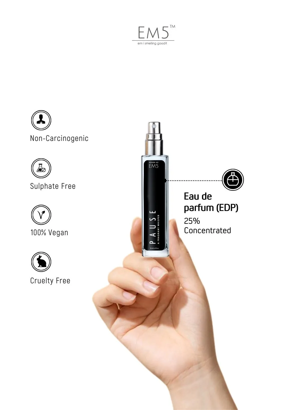 EM5™ Pause Perfume EDP Spray for Men | Aromatic Fresh Amber Fragrance Accords | Luxury Gift for Him | Variants Available: 50 ml Spray / 15 ml Spray