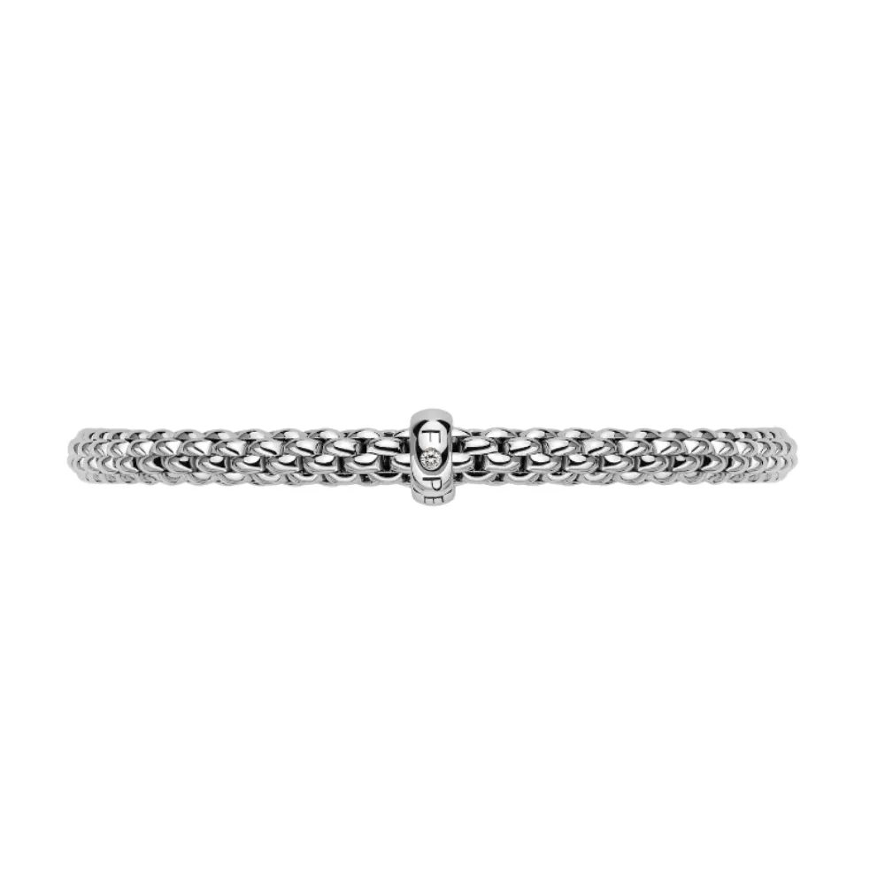 FOPE Solo 18k White Gold Flex'it Bracelet with White Diamond