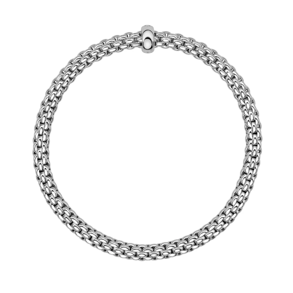 FOPE Solo 18k White Gold Flex'it Bracelet with White Diamond